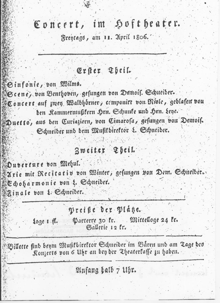 April 1806 Konzert Coburg