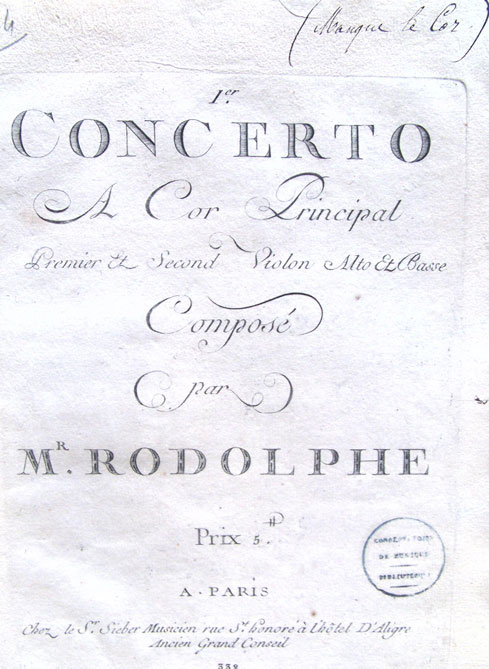Rodolphe 1. Concerto pour Cor